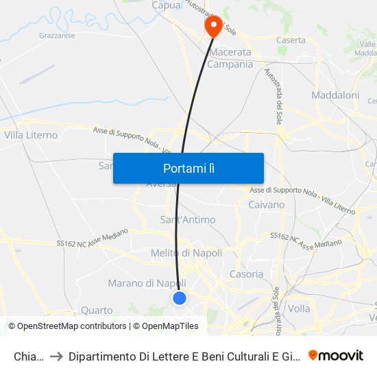 Chiaiano to Dipartimento Di Lettere E Beni Culturali E Giurisprudenza - Aulario map