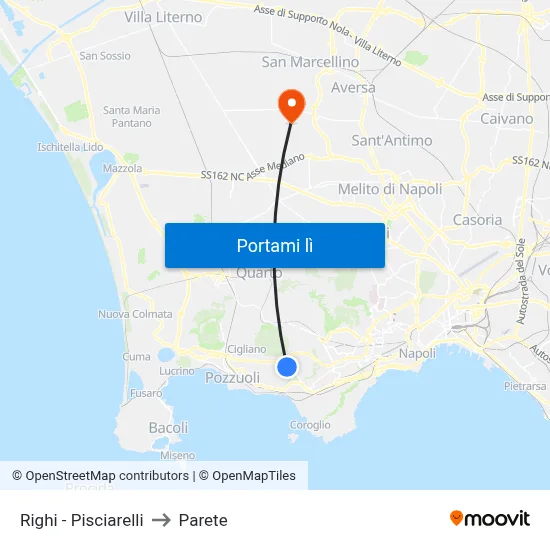 Righi - Pisciarelli to Parete map