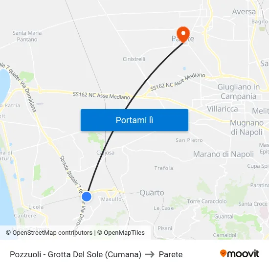 Pozzuoli - Grotta Del Sole (Cumana) to Parete map
