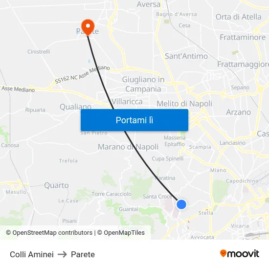 Colli Aminei to Parete map