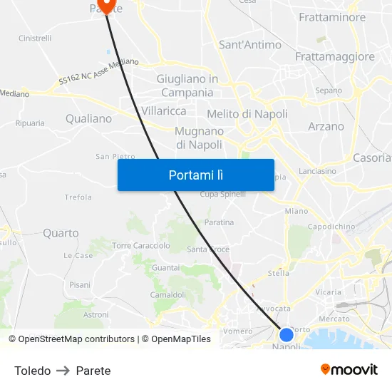 Toledo to Parete map