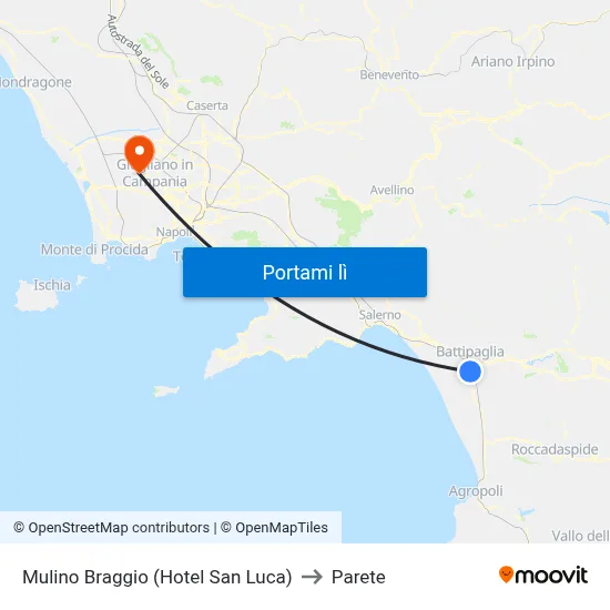 Mulino Braggio (Hotel San Luca) to Parete map