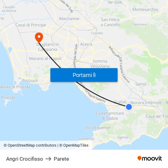 Angri Crocifisso to Parete map