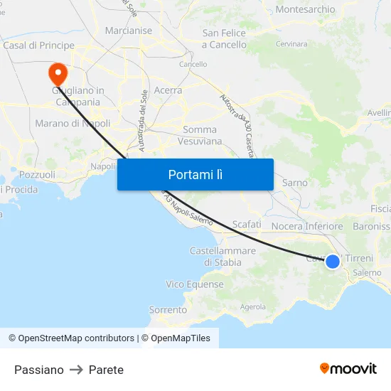 Passiano to Parete map