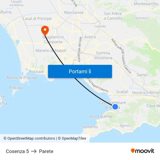 Cosenza 5 to Parete map