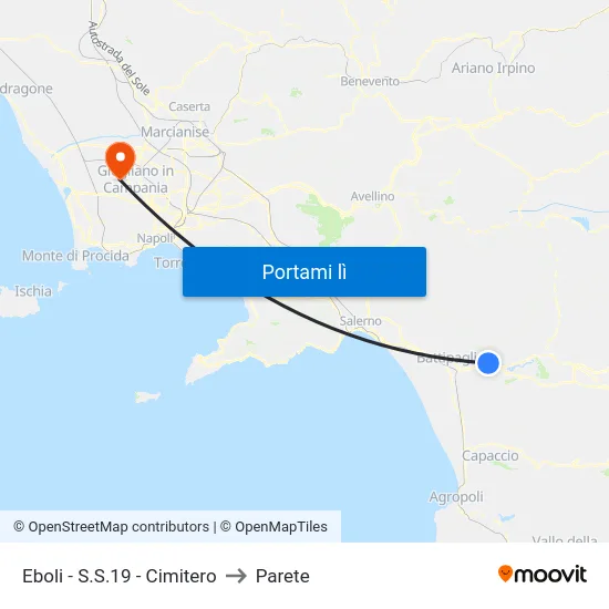 Eboli - S.S.19 - Cimitero to Parete map