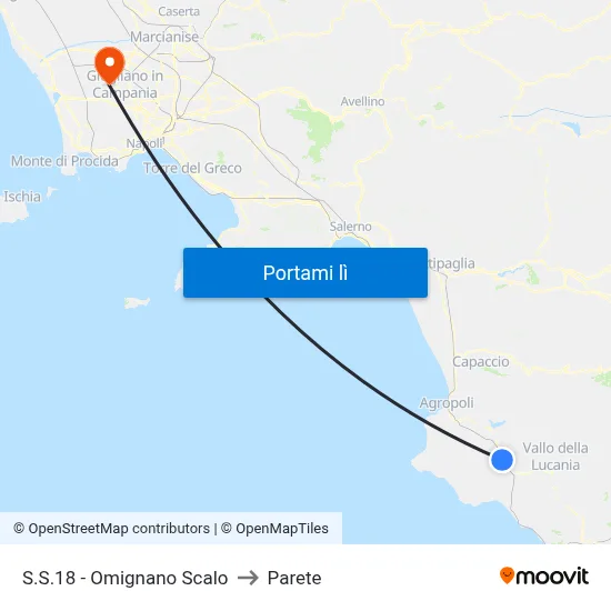 S.S.18 - Omignano Scalo to Parete map