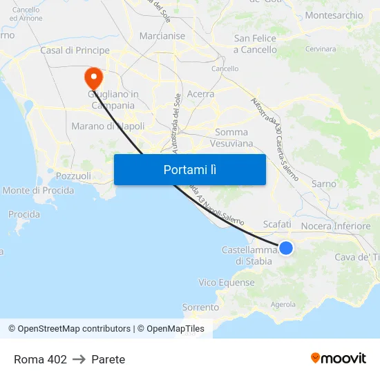 Roma 402 to Parete map