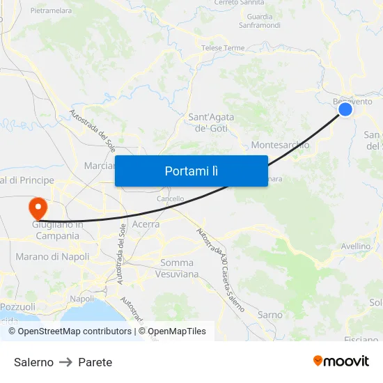Salerno to Parete map