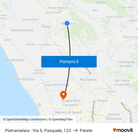 Pietramelara - Via S. Pasquale, 123 to Parete map