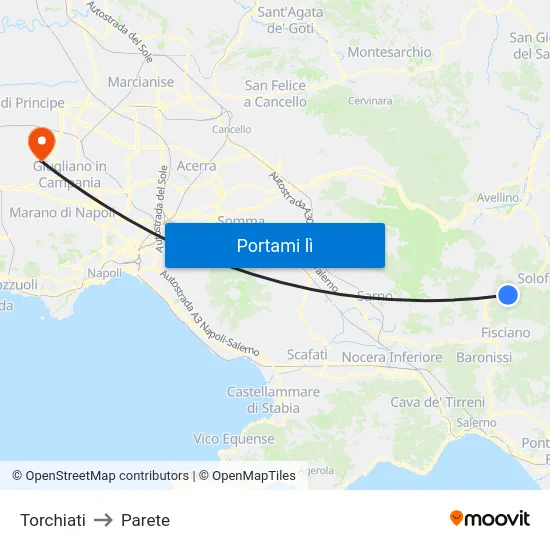 Torchiati to Parete map