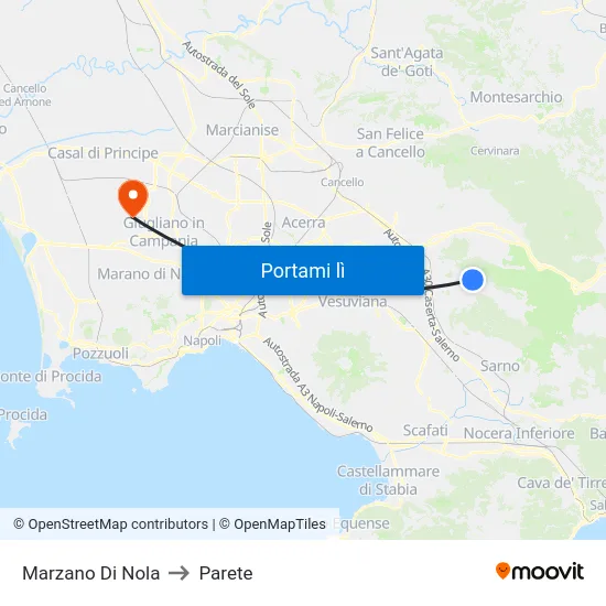 Marzano Di Nola to Parete map