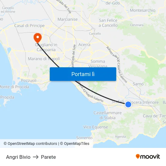 Angri Bivio to Parete map