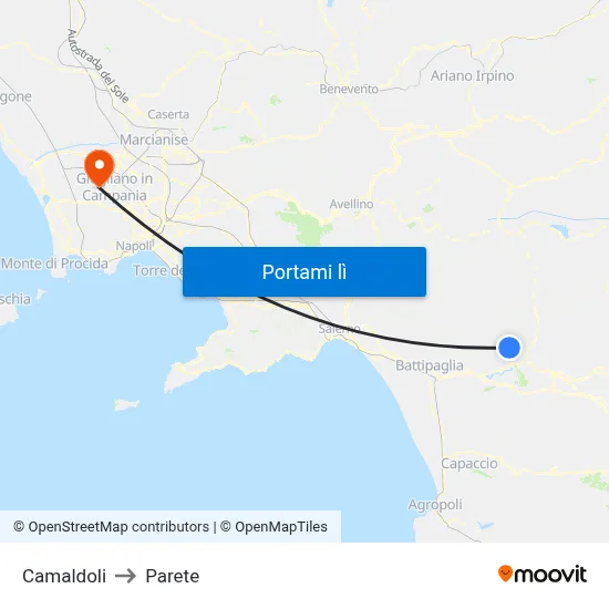 Camaldoli to Parete map