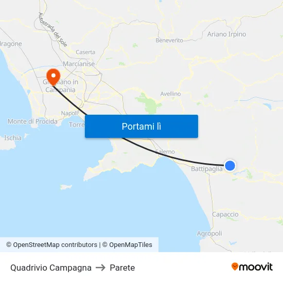 Quadrivio Campagna to Parete map