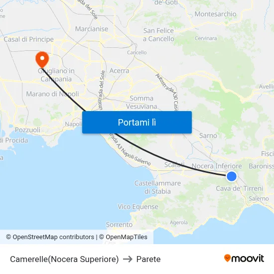 Camerelle(Nocera Superiore) to Parete map