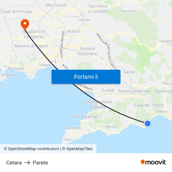 Cetara to Parete map