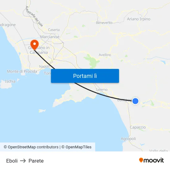 Eboli to Parete map
