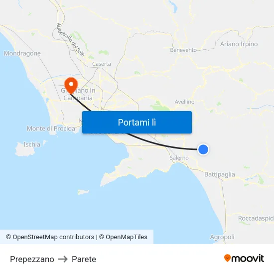 Prepezzano to Parete map
