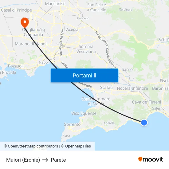 Maiori (Erchie) to Parete map