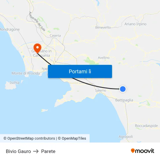 Bivio Gauro to Parete map
