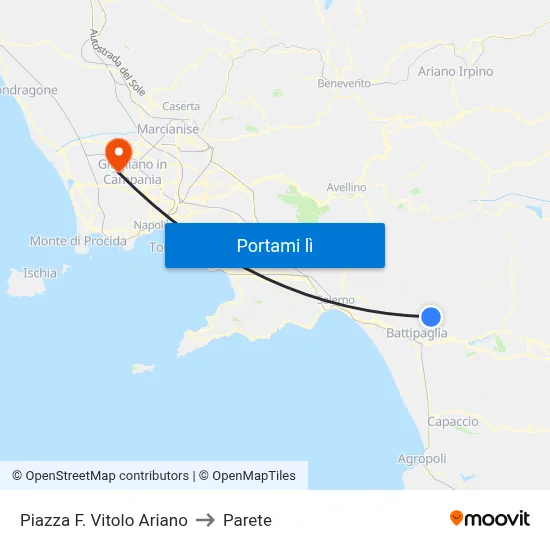 Piazza F. Vitolo Ariano to Parete map