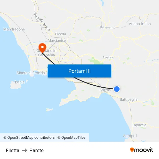 Filetta to Parete map