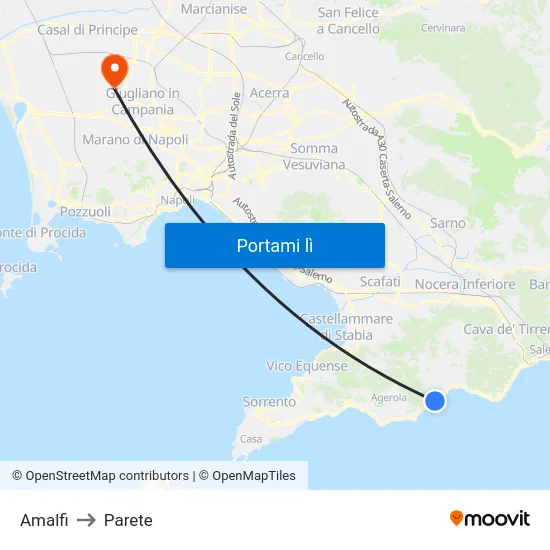 Amalfi to Parete map
