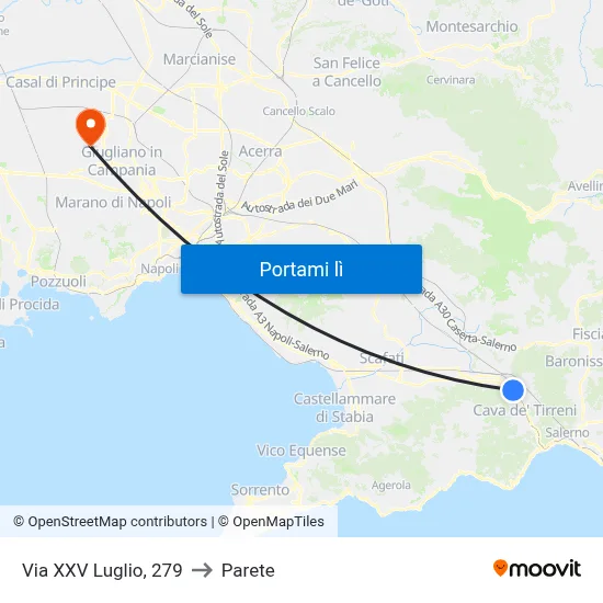 Via XXV Luglio, 279 to Parete map