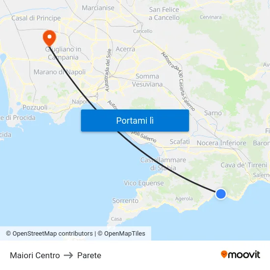 Maiori Centro to Parete map