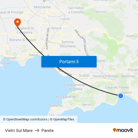 Vietri Sul Mare to Parete map