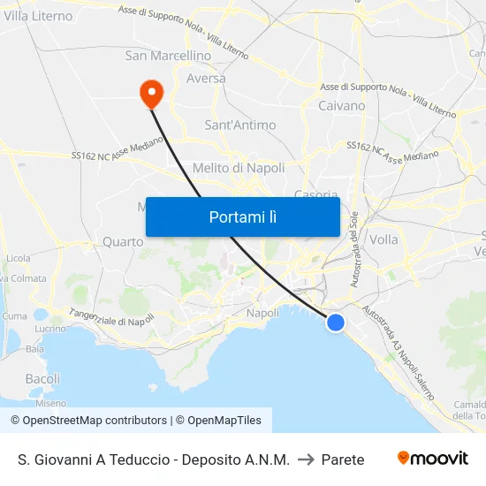 S. Giovanni A Teduccio - Deposito A.N.M. to Parete map