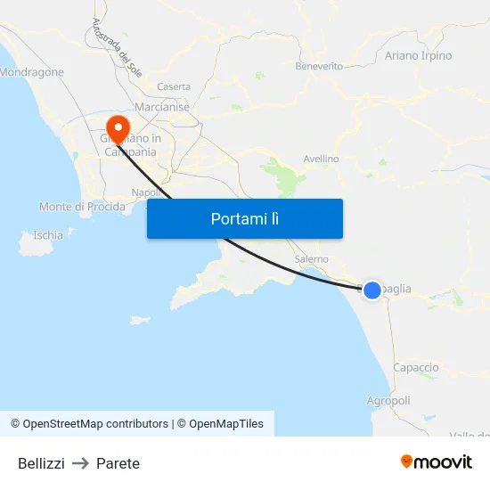 Bellizzi to Parete map