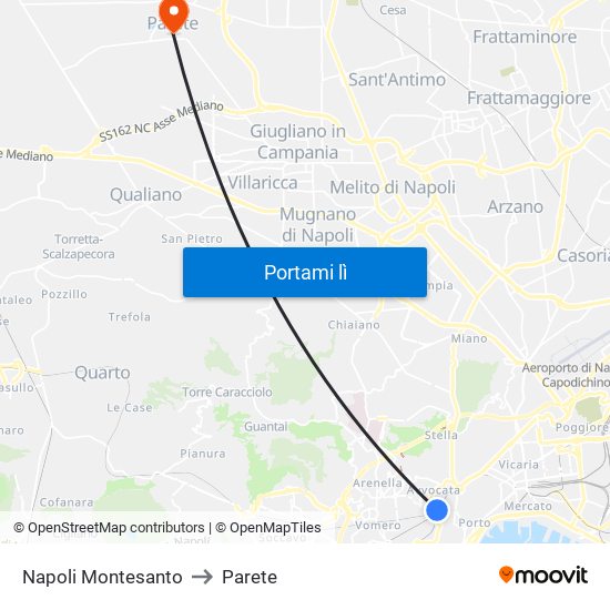 Napoli Montesanto to Parete map