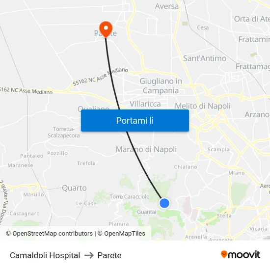 Camaldoli Hospital to Parete map