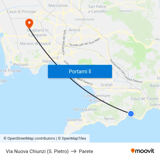Via Nuova Chiunzi (S. Pietro) to Parete map