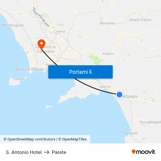 S. Antonio Hotel to Parete map