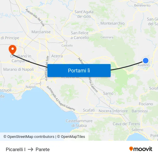 Picarelli I to Parete map