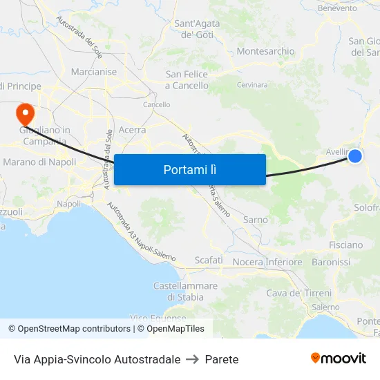 Via Appia-Svincolo Autostradale to Parete map