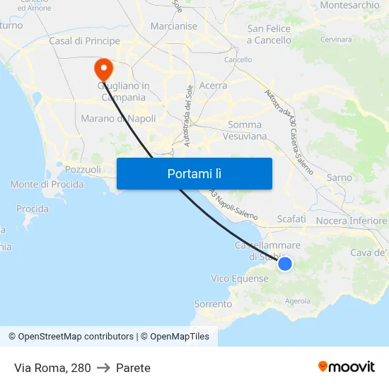 Via Roma, 280 to Parete map