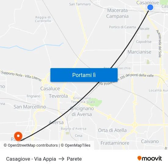 Casagiove - Via Appia to Parete map