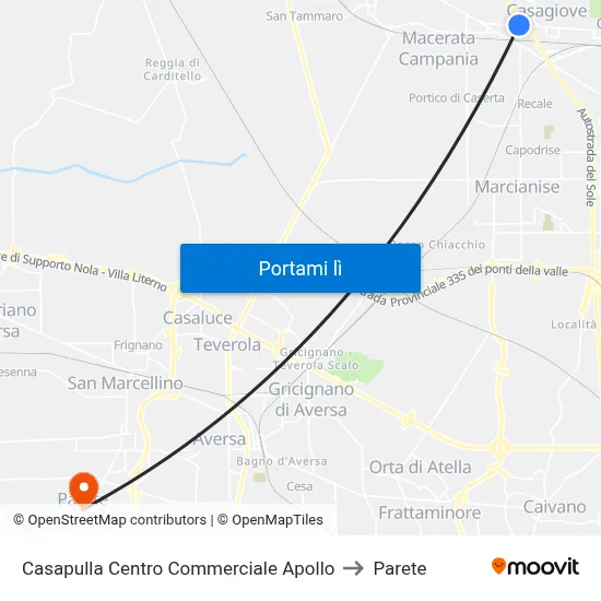 Casapulla Centro Commerciale Apollo to Parete map