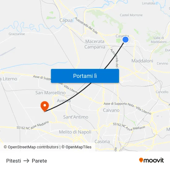 Pitesti to Parete map