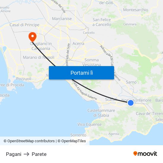 Pagani to Parete map