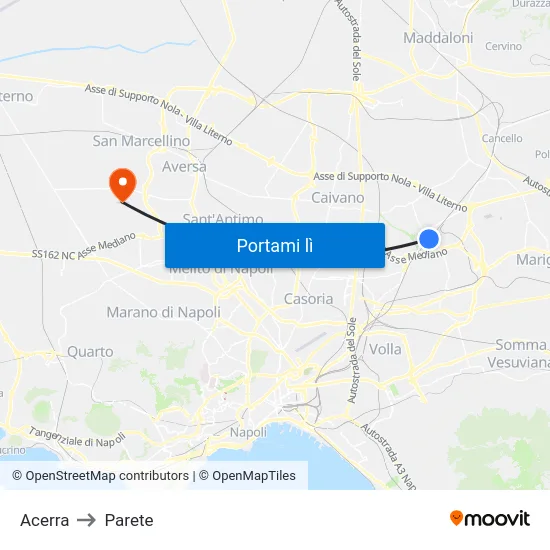 Acerra to Parete map