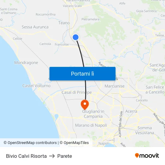 Bivio Calvi Risorta to Parete map