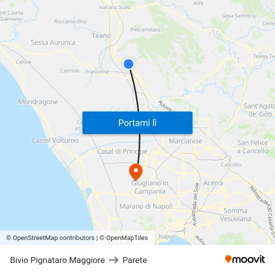 Bivio Pignataro Maggiore to Parete map