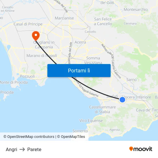 Angri to Parete map