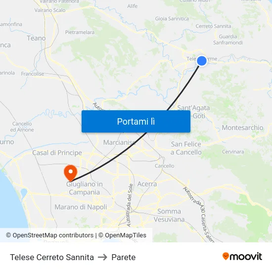 Telese Cerreto Sannita to Parete map