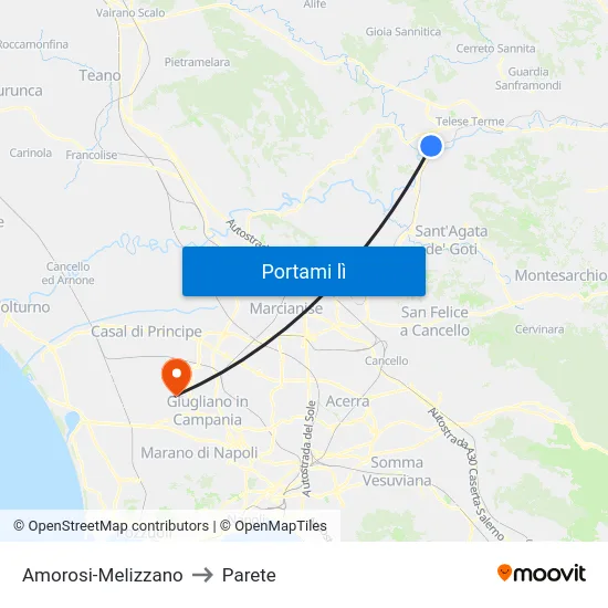 Amorosi-Melizzano to Parete map